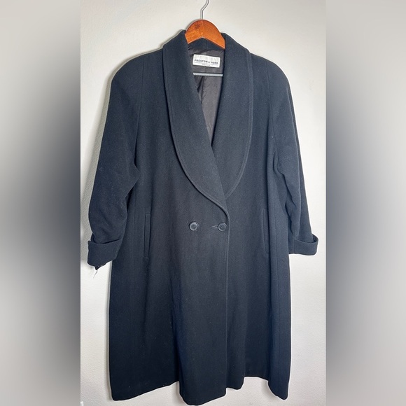 Dillards 100% wool double breasted black trench coat vintage and rare size 12 - Picture 1 of 8